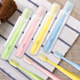 SUREE SUREE Extra Soft Toothbrush for Sensitive Teeth, Upgraded 10000 Bristles Nano Toothbrush, Ultra Soft Toothbrushes for Adults & Elders, Portable Manual Toothbrush with Individual Travel Case (4 Pack)