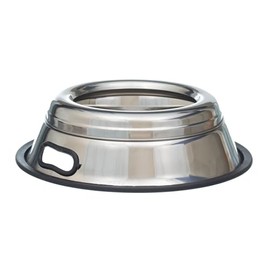 Indipets Stainless Steel Spill Proof Splash Free Dog Bowl - 32oz - Removable Cover and Easy Pick Up Grip Handle