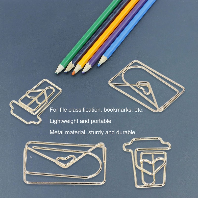 100Pcs Funny Planner Clips Anti Rust Electroplating Process Envelope Coffee