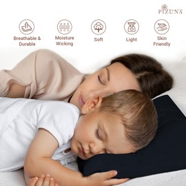 Pizuna Toddler Pillow Cases 33 x 46 cm, Black, 400 Thread Count 100% Long Staple Cotton Crib Pillowcase Set of 2, Soft Sateen Weave Baby Pillow Cover