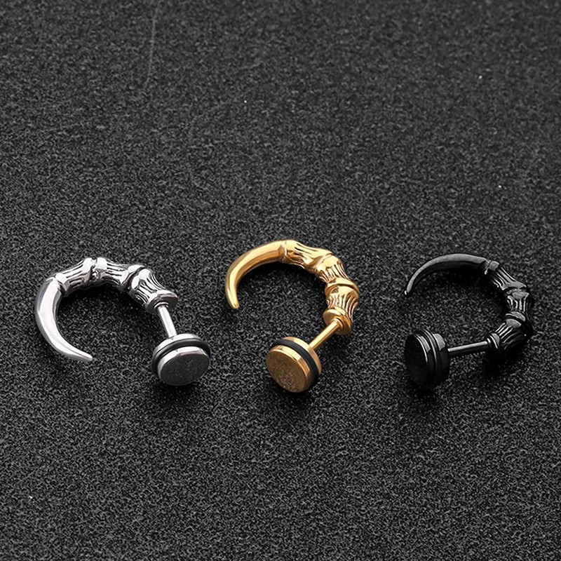 Dragon Claw Earrings For Men Stainless Steel Cool Punk Edgy
