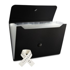 Expanding File Folder File Organizer 13 Pockets Accordion Filing Folder Expandable File Folder for Documents Aesthetic Paper Organizer Folder for Work, School, Home, Office, Black Transparent