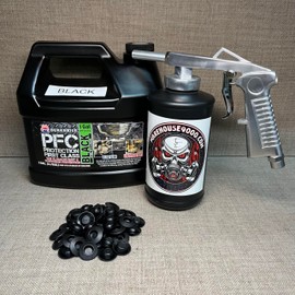Gallon PFC Black, Standard Economy Undercoating Spray Gun, 1 Black Quart Bottle, and 50 Rust Plugs