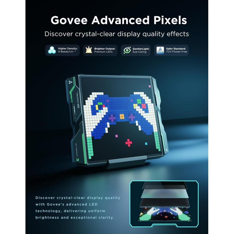 Govee Pixel Light Gaming, 32x32 RGB LED Panel, Smart Pixel