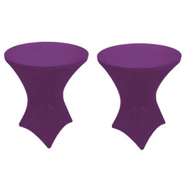 Gowinex 2 Pack Purple 32x42 inches Cocktail Highboy Spandex Fitted Stretch Tablecloth Table Cover Wedding Event Party