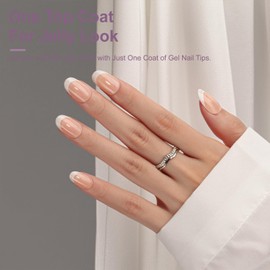 Gel French Tip Nails Short Almond French Tip Press on Nails SXVME White French Nail Tips 300Pcs Pre-applied Tip Primer Natural Nude Fake Nails Extensions Gel Nail Kit for Women Girls DIY