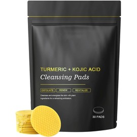 Turmeric Kojic Acid Cleansing Pads, 30PCS Turmeric Face Scrub Pads with Vitamin C, Turmeric Cleansing Pads For Facial Cleansing And Exfoliation