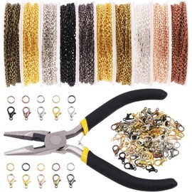 Swpeet 410 cadenas de collar de 10 colores de 3 mm con cierre de langosta surtido, rollos de cadena de eslabones de cable para collares, aretes, pulse