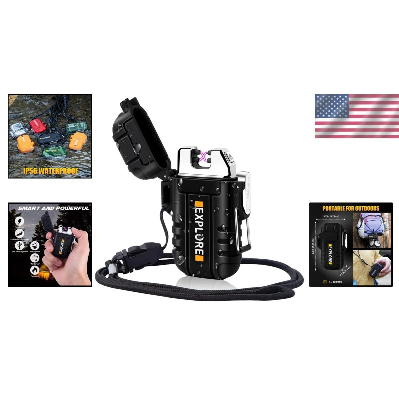 Outdoor Adventure Essential: LcFun Waterproof USB Rechargeable Windproof Lighter