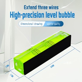 2PCS high-precision leveling bubble extended three line horizontal bubble water level gauge for household use, capable of 180 degrees in place turning 80x15X15mm (green（magnetism）)