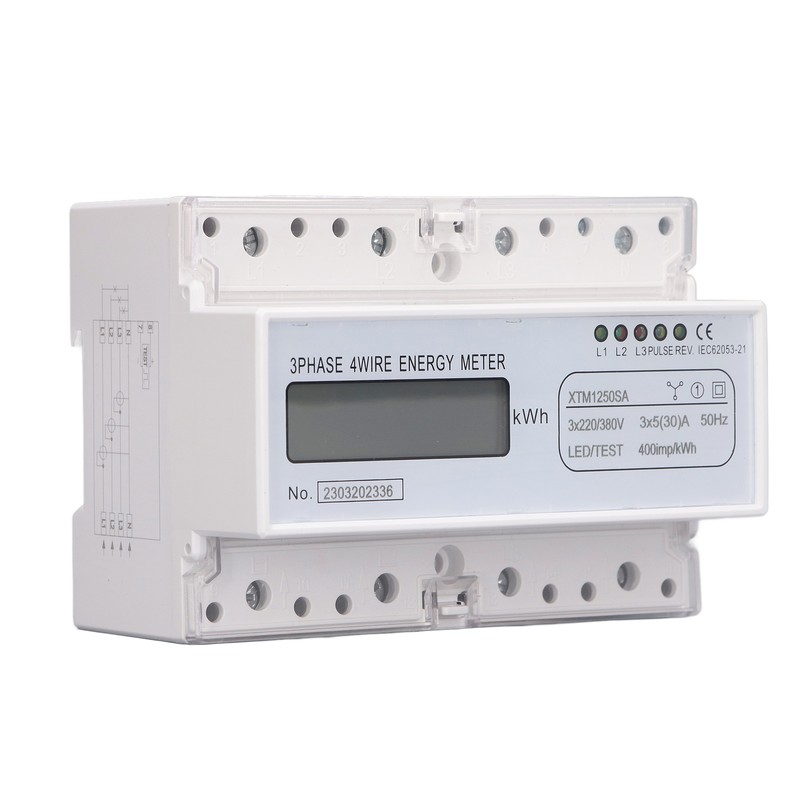 7 Digit LCD Electric Energy Meter 35mm DIN Rail Mounting