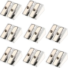 Tecunite 36 Pack Metal Pencil Sharpeners 2 Holes Handheld Pencil Sharpener Silver Aluminum Alloy Manual Pencil Sharpeners for Most Size Graphite Pencils Home School Office Stationery Sharpener