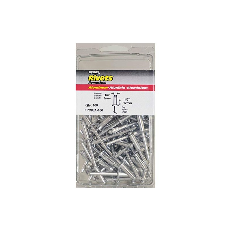 FPC88A-100 Long Aluminum Rivets - 1/4" Diameter, 1/2" Grip -