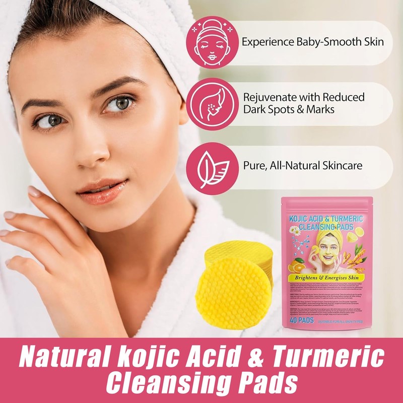 40pcs Exfoliating Kojic Acid And Turmeric Face Scrub Pads for
