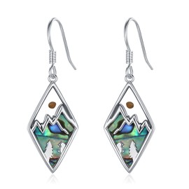KoyeKei Mustard Seed Earrings for Women 925 Sterling Silver Mountain Pine Tree Abalone Shell Dangle Drop Earrings Faith Religious Jewelry Faith Gifts for Christian