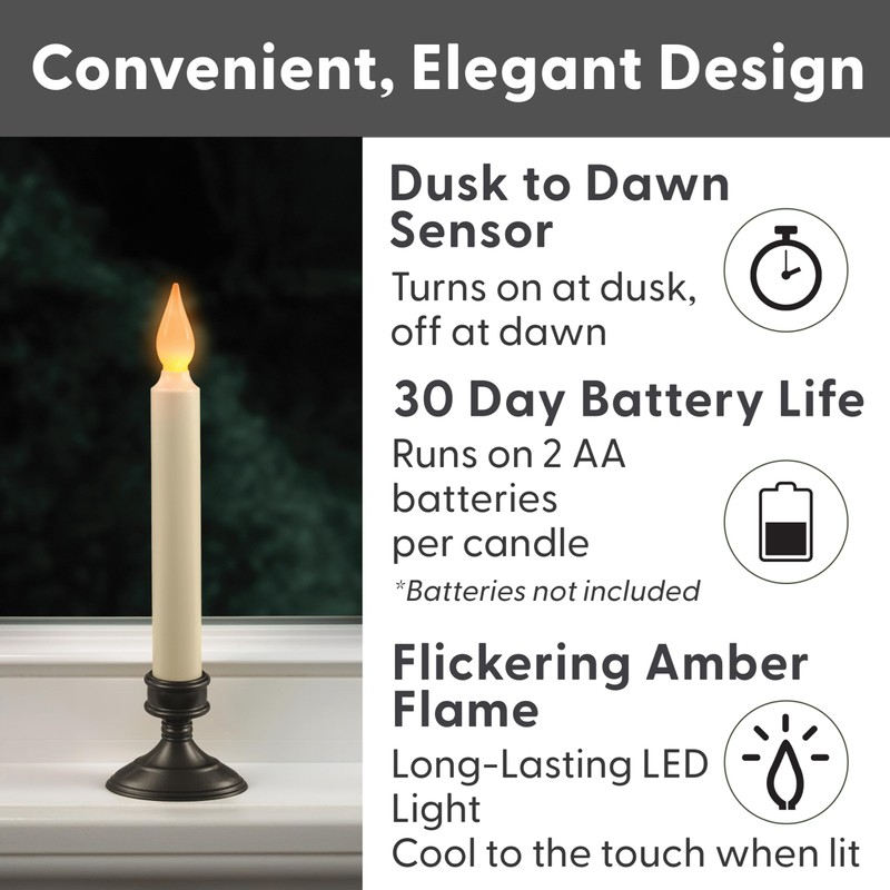 Xodus Innovations FPC1205A-2 Battery Operated LED Window Candle, Dusk to