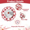 60Pcs Red Checkered Paper Placemats 13.5 Inch Scalloped Round Disposable