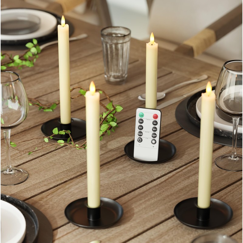 Rechargeable Flameless Taper Candles, Real Wax 9.6 Inch LED Candlesticks