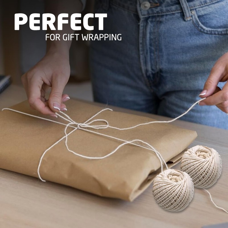 3 Pack Cotton String Ball, 100% Cotton Roll Each 45m