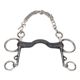 Rubber Mullen Pelham Bit, Horse Chewing Mouth Roller, Stainless Steel Rustproof Horse Mouth Snaffle Bit with Chain, Hand Polishing, Horse Accessories (127MM)