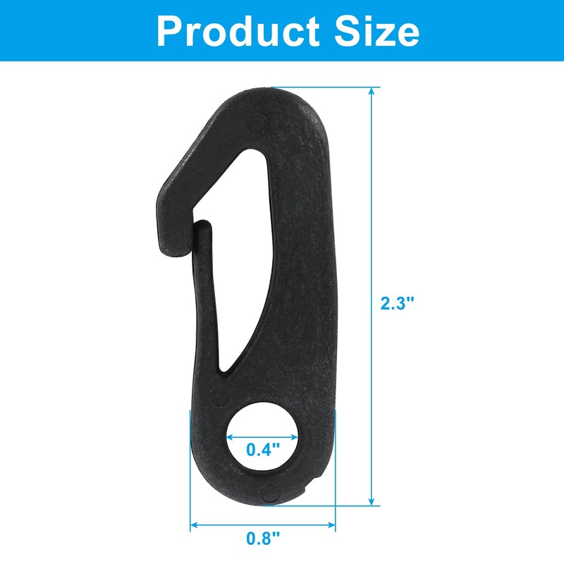 Coufce 8 Pack Flag Pole Clip Snap Hooks, Black Nylon
