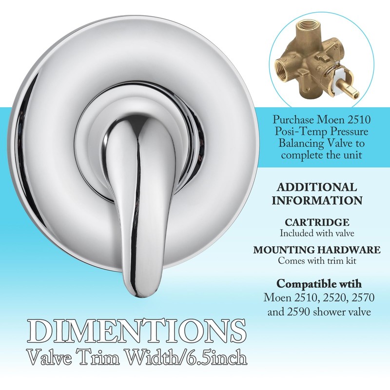 Moen Compatible Shower Trim Kit, Single Handle Replacement for Posi-temp