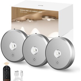 Puck Lights Cordless with Remote Control, 2200mAh Rechargeable Under Counter Lighting,3 Color Temperatures Dimmable Under Cabinet,Closet Light,Tap Light for Hallway (Black, 5PCS)