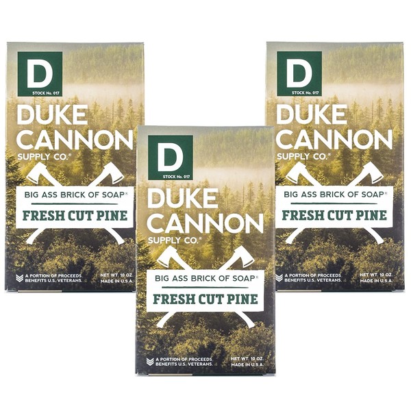 Duke Cannon Supply Co. Big Ass Brick of Soap Bar for Men Fresh Cut Pine (Split Pine Scent) Multi-Pack - Superior Grade, Extra Large, Masculine Scents, All Skin Types, Paraben-Free, 10 oz (3 Pack)