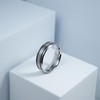 FarF&ME 7mm Men's Silver Tungsten Carbide Double Groove Ring, Center