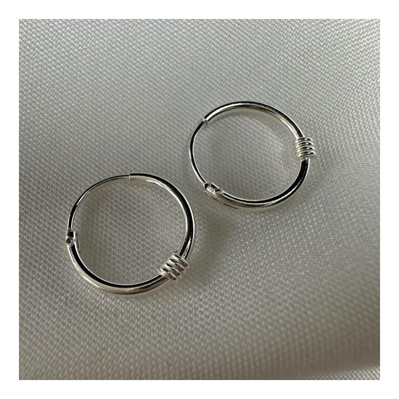 Sterling Silver Sleeper 12mm Hoop Earrings with Wire Coil