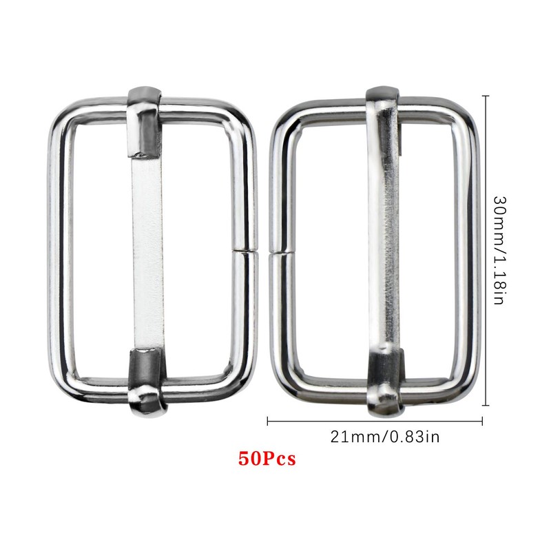 Hysagtek 50 Pcs 1 Inch Metal Adjustable Slide Buckle Strap