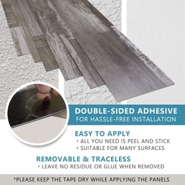 Urban Decor Vinyl Wall Panels with Vintage Farmhouse Wood Pattern, Easy Peel and Stick self Adhesive Tiles for Kitchen Bedroom Doorways 36in x 6in (12pcs/Box = 18sqft/Box) (Grey) backsplash Planks