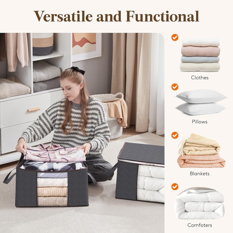 SsnDdm 2-Size Clothing Storage Boxes – 4/6/8-Pack folding clothing storage