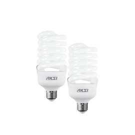 FOCO AHORRADOR AKSI Espiral Alta Potencia 45W - 127V/E27, Ilumina 180W (2800 lm), Consume 45W (vatios), LUZ BLANCA 6500K, 10,000 HRS - PACK de 2 focos