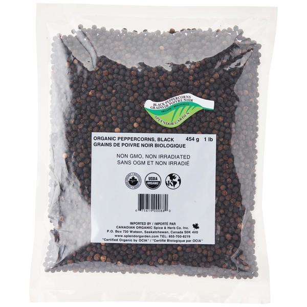 Splendor Garden organic Peppercorn Black,454.0 Gram