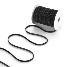 Pretty Jolly Black Velvet Glitter Ribbon - 1/4 Inch x 50Yd Roll for Gift Wrapping, Christmas Tree & Wreath Decoration, Hair Bows & Crafts