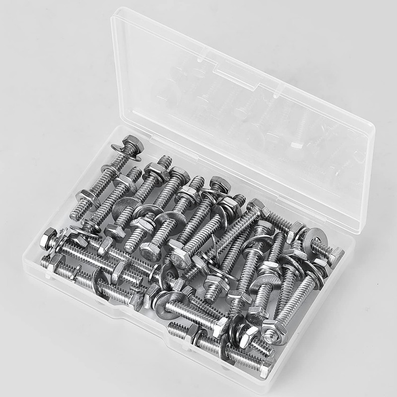 #10-24 x 3/4" Hex Head Bolts Screws, Nuts, Flat and