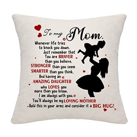 from Daughter Mum Cushion Cover Throw Pillow Cover Pillowcase Mom Mum Birthday Gifts (MUM-B)