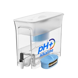 Waterdrop Slim Alkaline Water Filter Dispenser, 35-Cup, Large Capacity, 100-Gallon Long-Life, Faster Filtration, Reduces Chlorine, PFOA/PFOS and More, BPA Free, White (with 1 Filter)