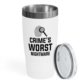 Detective White Edition Viking Tumbler 20oz - crime's worst nightmare - Police Officer Cop Patrol Detective Sheriff Law Enforcement Police Academy Student Police Chief