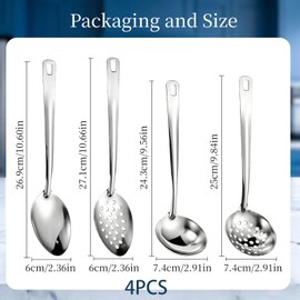 Ruwnii 4Pcs Stainless Steel Slotted Spoon Set, Strainer Spoons for Cooking