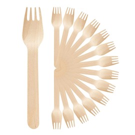 Pound Veg 100 X Wooden Forks - Biodegradable Compostable Disposable Cutlery 100% Birchwood, Eco Friendly for Picnic Parties Weddings, Camping, Catering