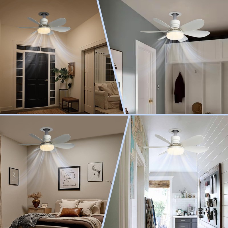 We Charger Socket Fan Light, 20.5IN Light Bulb Fan with