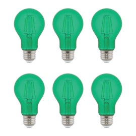 Westinghouse Lighting 5331020 4.5 Watt (40 Watt Equivalent) A19 Green Filament LED Light Bulb, Medium Base, 6 Pack