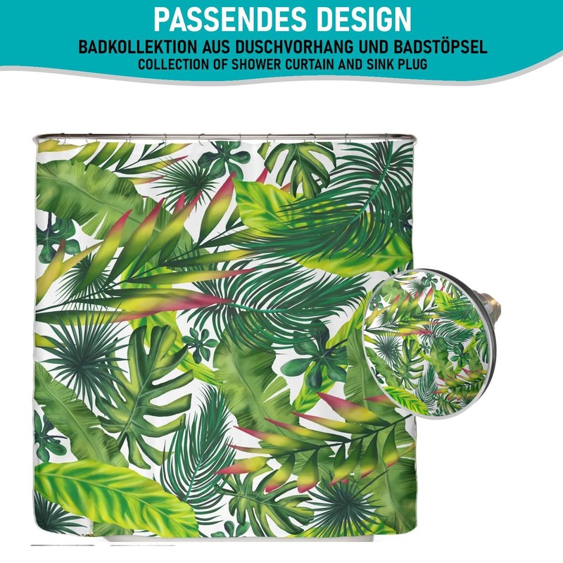 arteneur® Pop-Up Sink Plug with Jungle Leaves Motif, Drain Strainer,