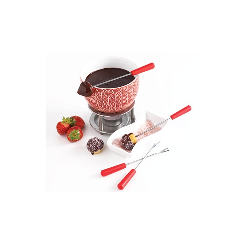 Mastrad Fondue Set - Includes Ceramic Fondue Pot, Stainless Steel