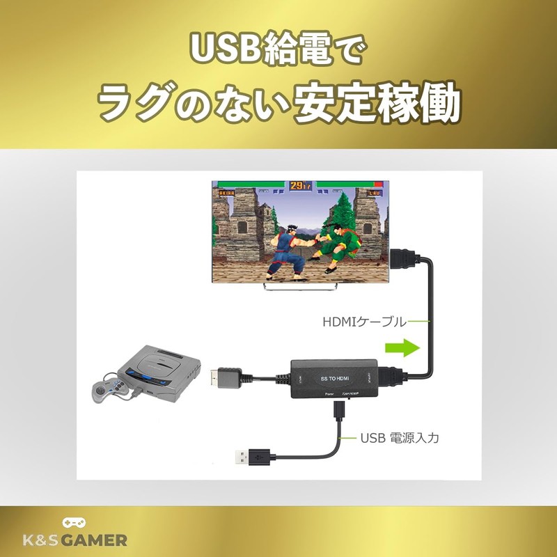 K & SGAMER Sega Saturn HDMI Converter HDMI 1080p Converter