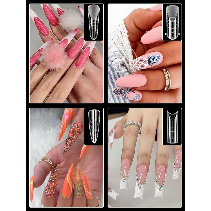 EBANKU 288PCS Clear Dual Nail Forms System Full Cover Nail