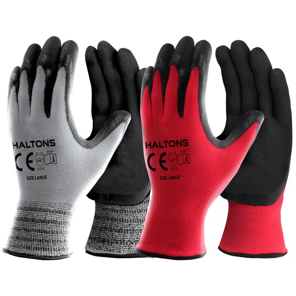 Haltons Latex & Polyester Work Gloves Men (12 Pack -