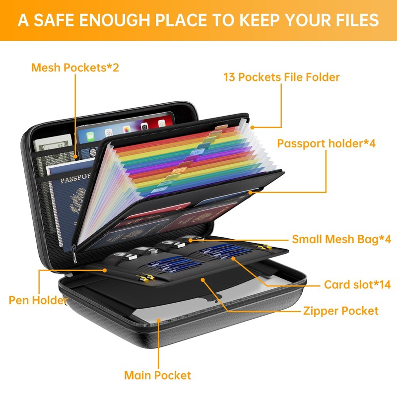 DocSafe Fireproof File Organizer with Lock, Hard-Shell Case Fireproof Document